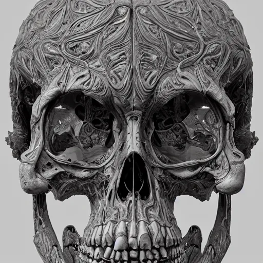 Image similar to portrait_of_a_melting_skull._intricate_abstract._intricate_artwork._by_Tooth_Wu_wlop_beeple_dan_mumford._octane_render_trending_on_artstat