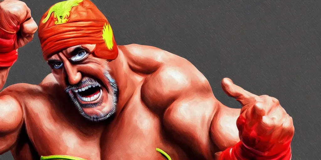 Image similar to wrestler hulk hogan, digital painting, highly detailed, trending on artstation, high resolution