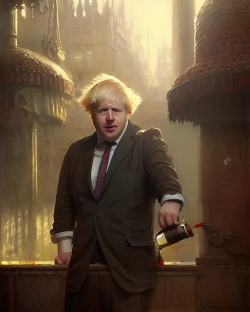 Image similar to boris johnson working at burger king, character portrait, ultra realistic, concept art, intricate details, highly detailed by greg rutkowski, gaston bussiere, craig mullins, simon bisley