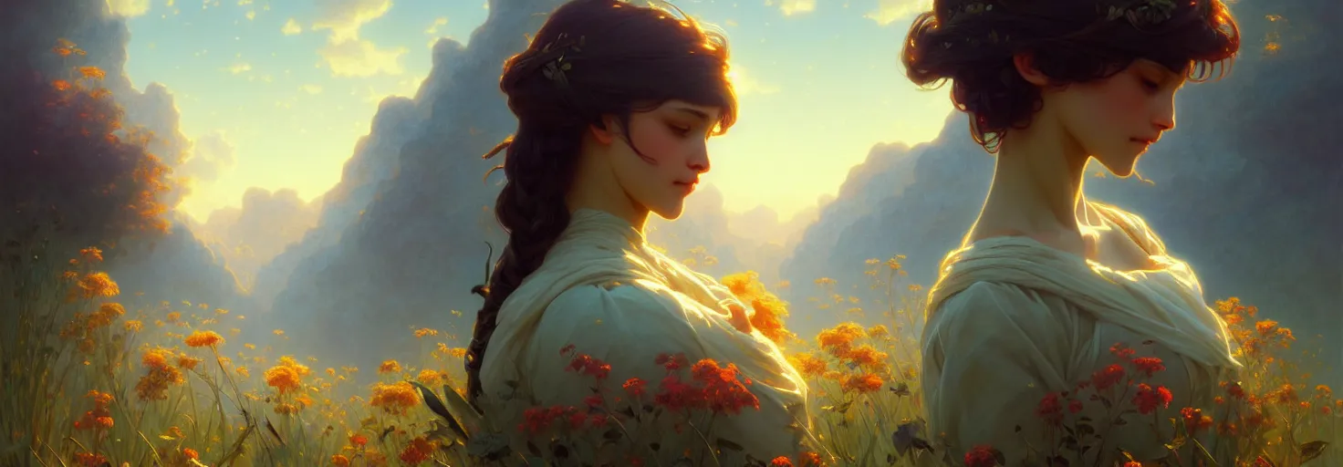 Image similar to ultra realistic beautiful dreamy landscape, dream, colors, intricate, elegant, highly detailed, digital painting, artstation, concept art, smooth, sharp focus, illustration, art by artgerm and greg rutkowski and alphonse mucha and wlop 8 k hd