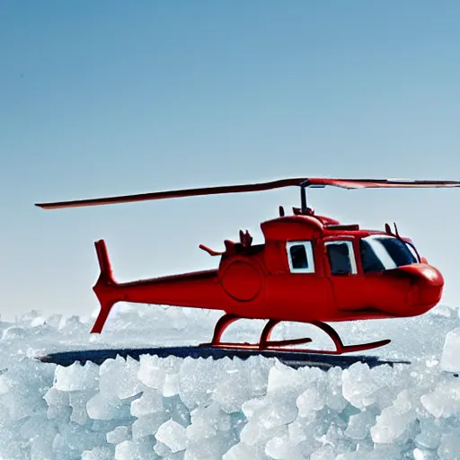 Image similar to Helicopter made of ice melting in a hot sunny savannah