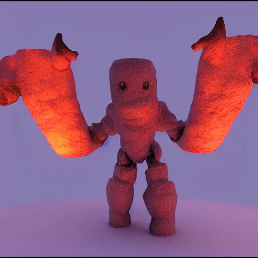 Image similar to snow golem - 3 d render - blender render - long horns - front view