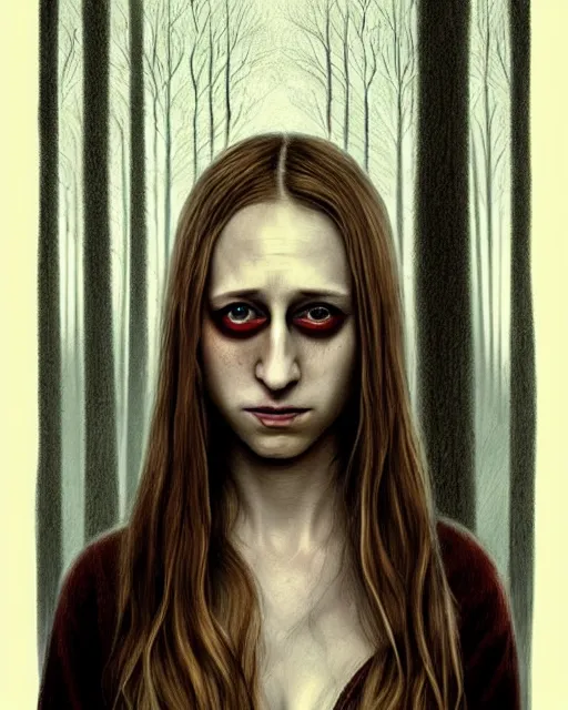 Prompt: gorgeous Taissa Farmiga full body slasher killer holding bloody knife, realistic character concept, spooky, illustration, symmetrical face and body, realistic eyes, cinematic lighting, hyperdetailed, detailed realistic symmetrical eyes, 8k, high resolution, Charlie Bowater, Tom Bagshaw, single face, insanely detailed and intricate, beautiful, elegant, dark forest and trees, vfx, postprocessing