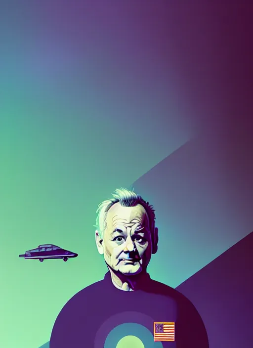 Prompt: retrofuturistic portrait of bill murray, gradient space graphics in background, close up, quint buchholz, wlop, dan mumford, artgerm, liam brazier, peter mohrbacher, raw, featured on artstation, octane render, cinematic, elegant, intricate, 8 k