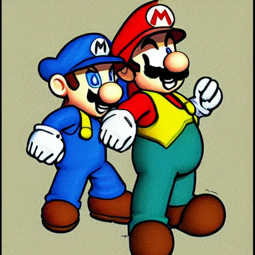 Image similar to Super Mario and Luigi high fiving