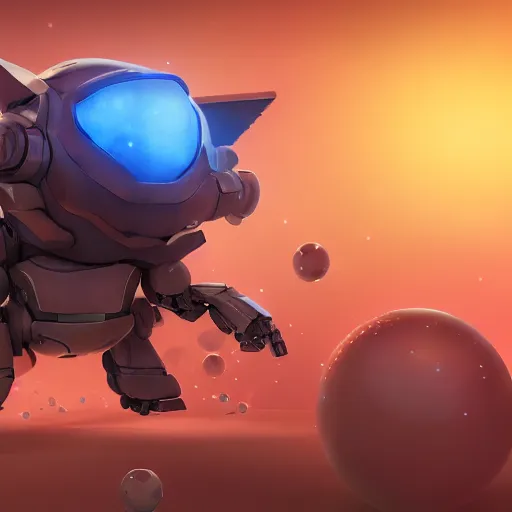 Image similar to 3D Fantasy Cute and adorable mecha piggy floating in space, bright stars, Smooth 3D Illustration, soft render, Servando Lupini, Daniil Kudriavtsev, handpaint texture, Blender, 3DCoat