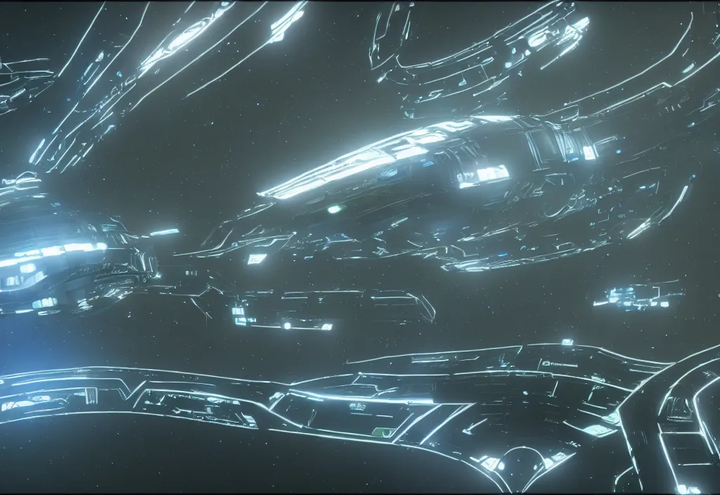 Prompt: a futuristic snake spaceship made on fiber optic in space, cinematic, unreal engine 5