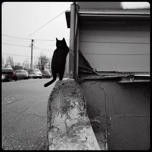 Image similar to “ dmitri the black cat stalks the exclusion zone ”