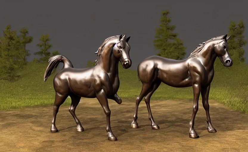 Image similar to Horse bronze figure, unreal engine, highly detailed