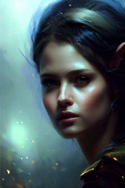 Image similar to cinematic shot of an epic portrait of a fairy dressed in military clothes, shiny skin, beautiful eyes, beautiful, small details, night setting, realistic poster with volumetric light from craig mallism, artgerm, jeremy lipkin and michael garmash, unreal engine, radiant light, detailed and complex environment, digital art, trends at art station, a masterpiece