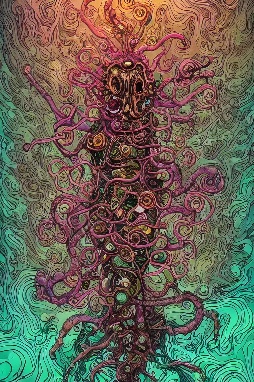 Image similar to creature sushi roots cactus elemental flush of force nature micro world fluo light deepdream a wild amazing steampunk baroque ancient alien creature, intricate detail, colorful digital painting that looks like it is from borderlands and by feng zhu and loish and laurie greasley, victo ngai, andreas rocha, john harris