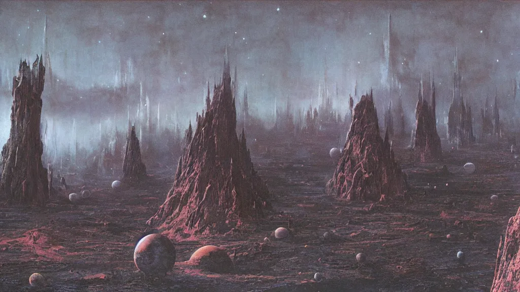 Image similar to otherworldly atmosphere of emissary space by arthur haas and bruce pennington and john schoenherr, cinematic matte painting