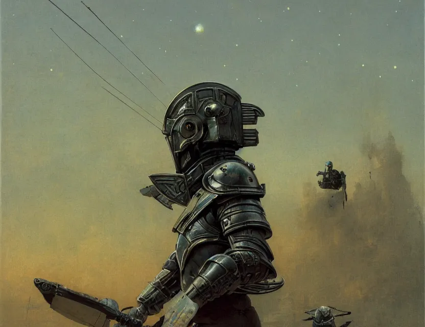 Image similar to a detailed portrait painting of a bounty hunter in combat armour and visor standing inside his ship. cinematic sci-fi poster. Flight suit and wires, accurate anatomy. Samurai influence, fencing armour. portrait symmetrical and science fiction theme with lightning, aurora lighting. clouds and stars. Futurism by beksinski carl spitzweg moebius and tuomas korpi. baroque elements. baroque element. intricate artwork by caravaggio. Oil painting. Trending on artstation. 8k