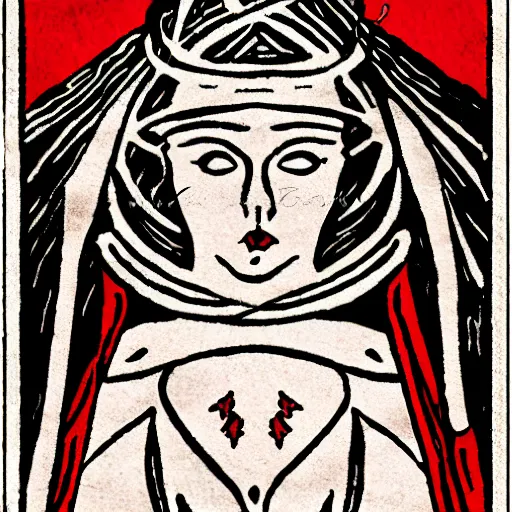 Image similar to tarot card of the doubts, meaning unsure destiny and self - discouragment, high quality image, modern digital art, stylish, black and red