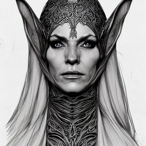 Image similar to wideview of an elven witch,intricate, veins, by Hugo pratt, ultradetailed, charachter design, concept art, trending on artstation,