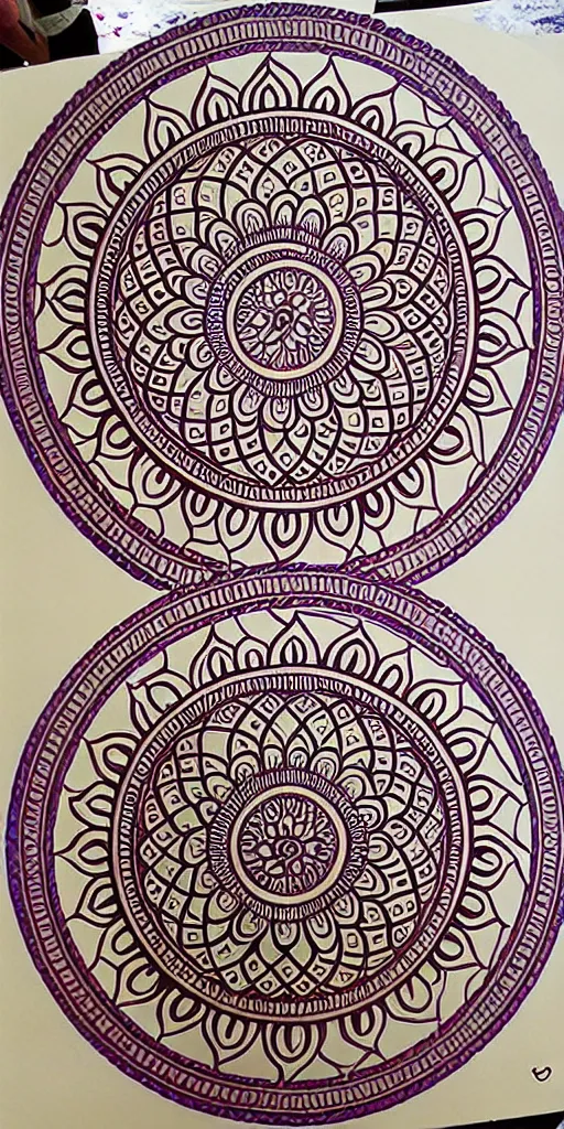 Image similar to a very intricate gaint lotus mandala half painted