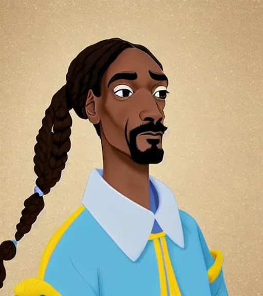 Image similar to Snoop Dogg as a Disney princess, animated movie still.