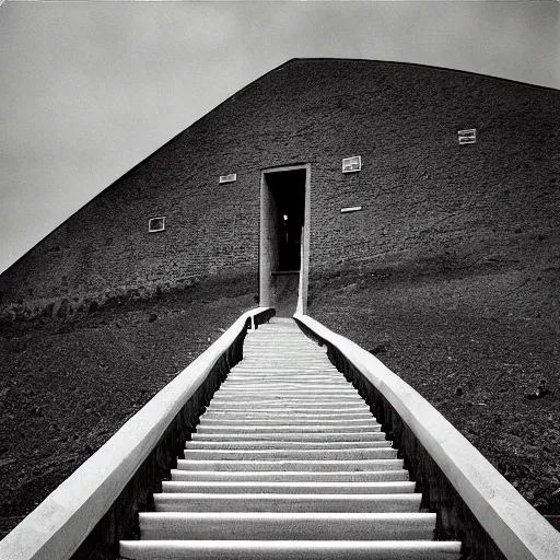 Image similar to staircase to nowhere, photograph, ilford hp5 film