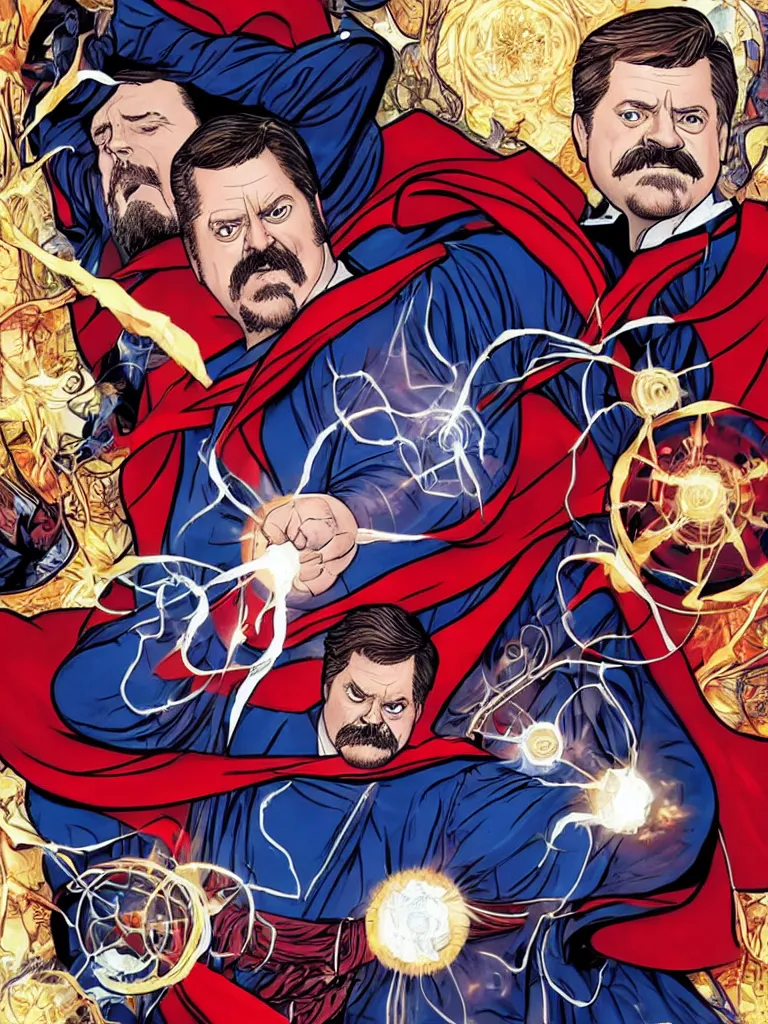 Prompt: Ron Swanson as Doctor Strange