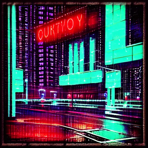 Image similar to “cyberpunk rainy neon”