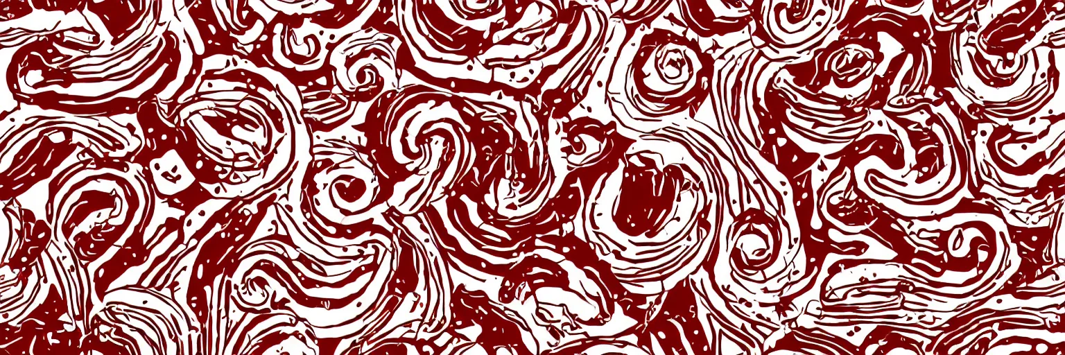 Prompt: seamless pattern, coffee, art, music, vector, line art, red and white,