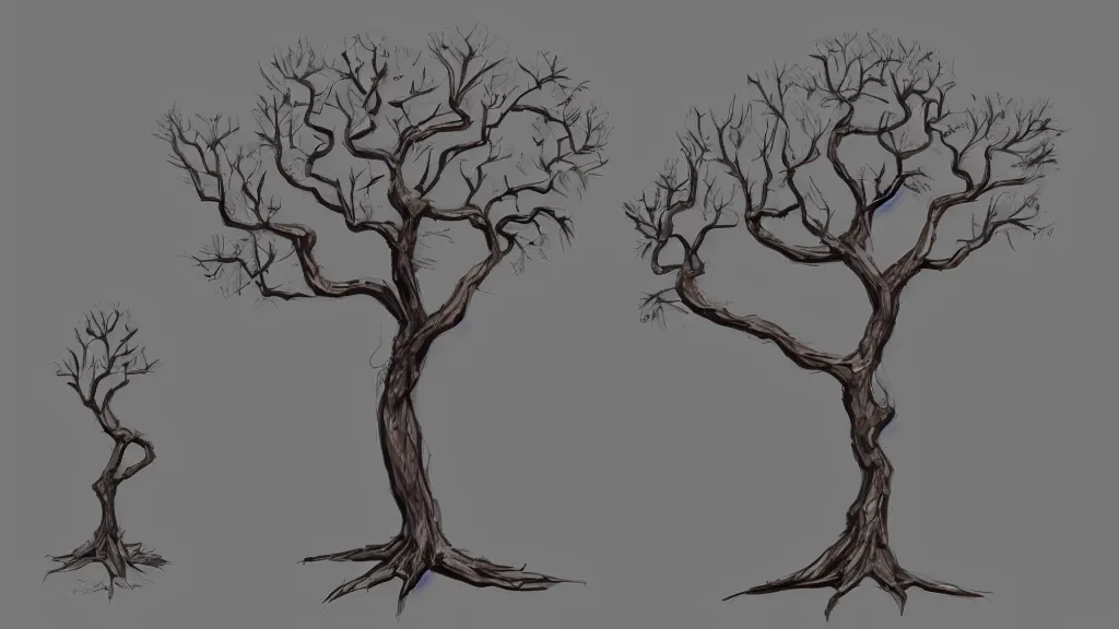 Prompt: concept art of an anthropomorphic tree, simplistic style, trending on artstation