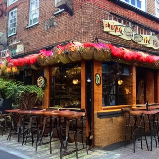 Prompt: Mushroom themed pub