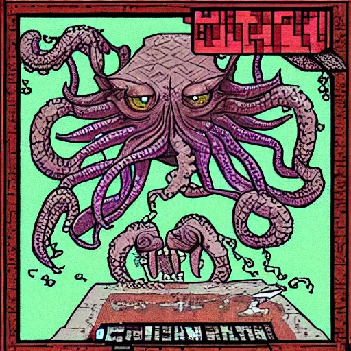 Image similar to Cthulhu as a minecraft mob