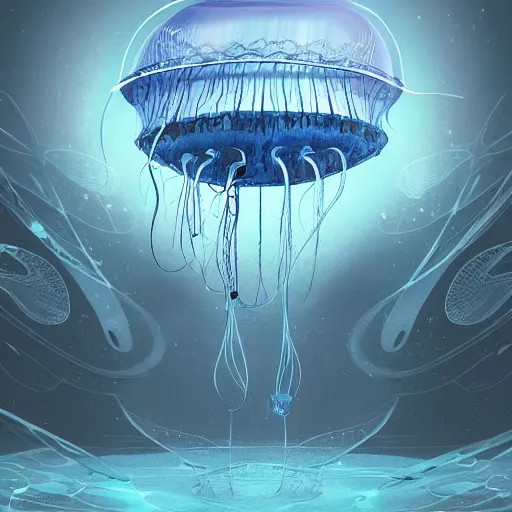 Image similar to a robotic jellyfish science fiction concept art by James Clyne