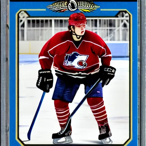 Image similar to billie eilish as a hockey player trading card