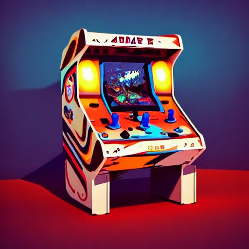 Image similar to retro arcade cabinets moody::alejandro jodorowsky, studio ghibli, beeple and James Gilleard and Justin Gerard :: ornate, dynamic, particulate, intricate, elegant, highly detailed, centered, artstation, smooth, sharp focus, octane render, 3d