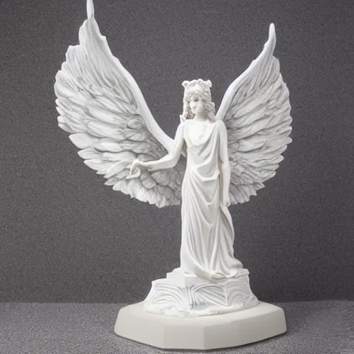 Prompt: very photorealistic photo of a very detailed full body resin statue of angel lucifer on a white background, award - winning details