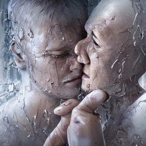 Prompt: stuck to you like glue, two human souls together, stuck, glue dripping souls, extremely detailed, insanely detailed and intricate, high detail, dripping glue with paint background, depth field, unreal engine, deep focus, movie still, dramatic lighting, ray tracing, by michal karcz and yoshitaka amano, 4 k concept art and hyper realism