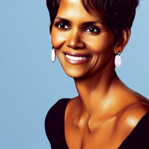 Image similar to halle berry as an anthropomorphic blueberry