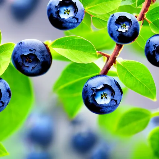 Image similar to artistic closeup render of blueberry bushes in a forest. Digital art. 4K. Trending on artstation. Highly detailed. Artistic. Rustic