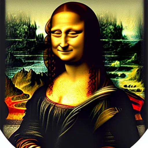 Prompt: stoned mona lisa detailed realistic retouching