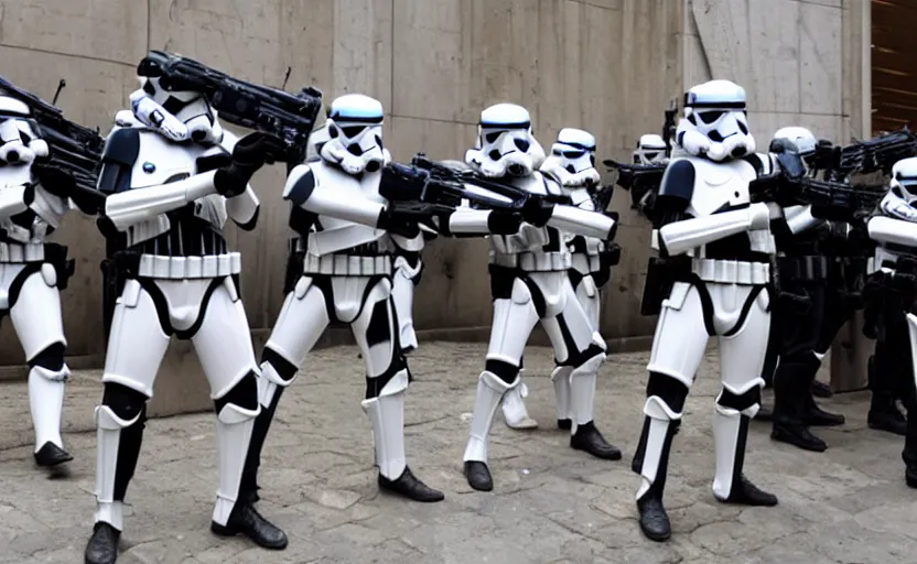 Image similar to la liberte guidant le peuple, jedi, ewoks, stormtroopers