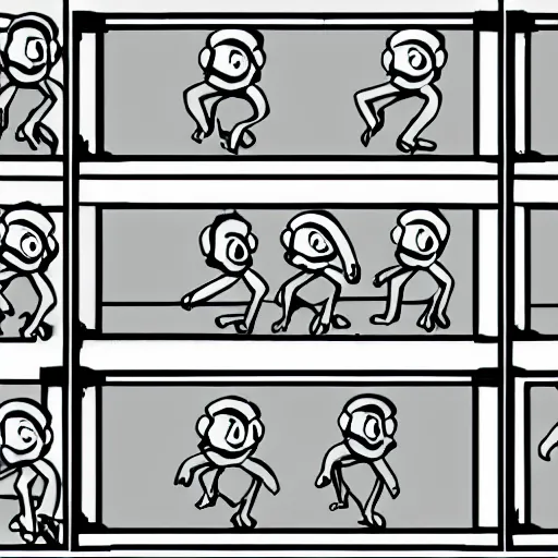 Prompt: key frames for a monkey running