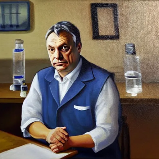 Image similar to viktor orban in his laboratory, oil painting