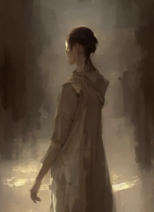 Image similar to female priest girl, beautiful face, rule of thirds, intricate outfit, spotlight, by greg rutkowski, by jeremy mann, digital painting