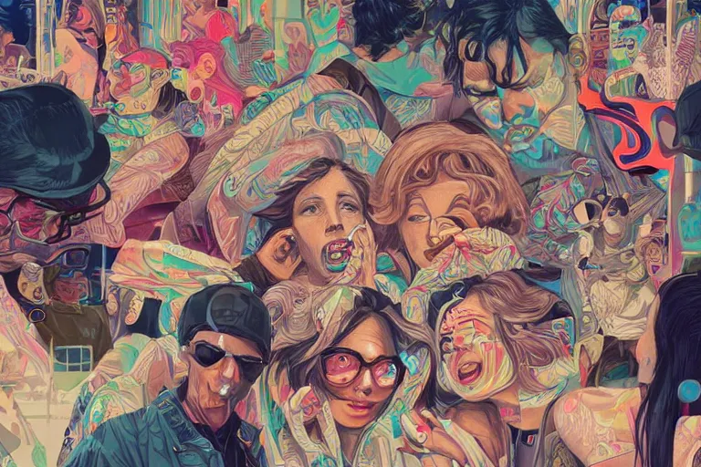 Image similar to Drunks people in bar, Tristan Eaton, victo ngai, artgerm, RHADS, ross draws