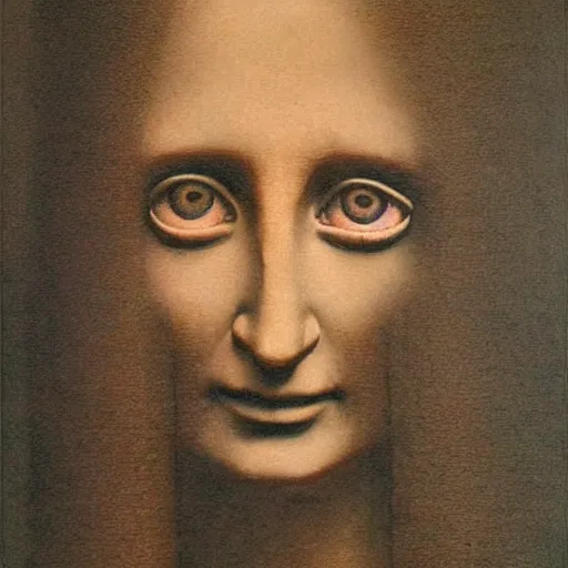 Prompt: beksinski, zdzisław - mona lisa in the style of beksinski, zdzisław by beksinski, zdzisław