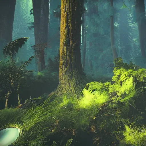 Image similar to forest on alien planet in no man's sky, octane, ultra detailed, 4 k