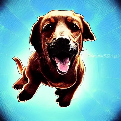 Prompt: cute flying dog, digital art, detailed