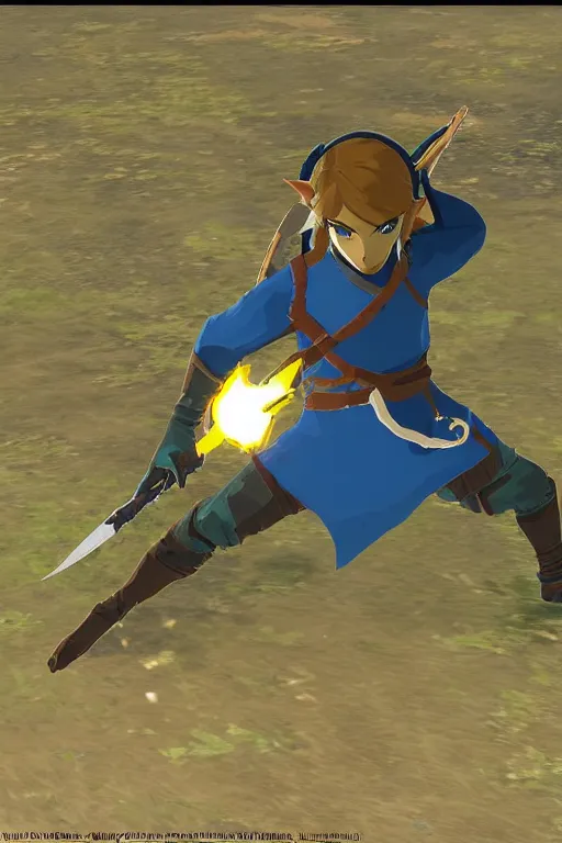 Image similar to in game footage of a ninja from the legend of zelda breath of the wild, breath of the wild art style.