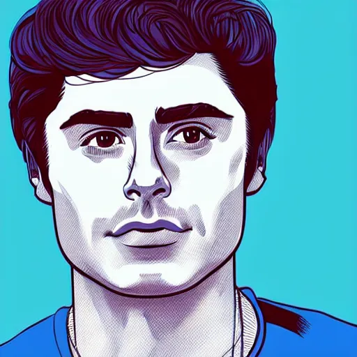 Image similar to “ zac efron retro minimalist portrait by jean giraud, moebius, sharp, smooth face, comic, 8 k ”