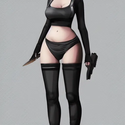 Image similar to full body portrait of 2B nier automata as trump wearing skintight clothes, trending on artstation, artstationHD, artstationHQ