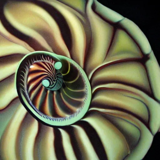 Prompt: chambered nautilus realistic in o'keefe style