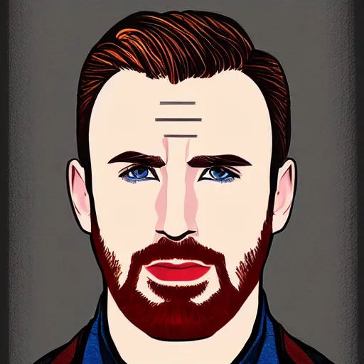 Image similar to portrait of chris evans, highly detailed, centered, solid color background, digital painting