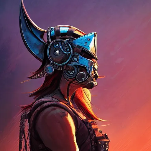 Image similar to cyberpunk viking helmet mask warrior goddess robot ninja fantasy, art gta 5 cover, official fanart behance hd artstation by jesper ejsing, by rhads, makoto shinkai and lois van baarle, ilya kuvshinov, ossdraws